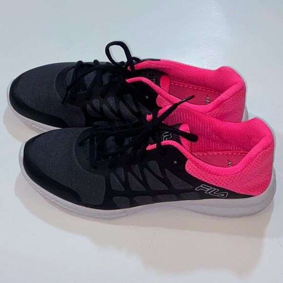 Fila Memory Foam Running Black and Pink Athletic Shoes with Breathable Mesh Sz11 - Picture 2 of 11